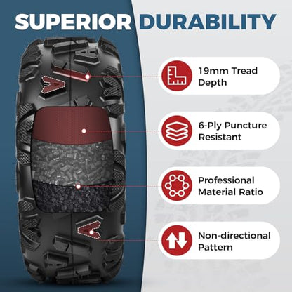 PROPARTS 24x8-12 ATV/UTV Tires, 6-Ply 24x8x12 24-8-12 All Terrain Off-Road Golf Cart Tire for Mud, Sand and Trail, Max Load 340 lbs, Tubeless, Set of 2 - size: 24x8-12