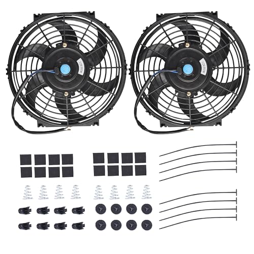 10" Slim Fan Push Pull Electric Radiator Cooling Fan, Black, 2 Packs - color: Black, size: 10'’(2 Pack)