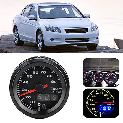 Oil Pressure Gauge Kit,Oil Pressure Gauge Electric and Sender,Automotive Electrical System Products,2In 52Mm Oil Pressure Meter Pointer Digital Display with Stepper Motor