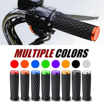 Orange 1" Silicone Cable Throttle Grips with Rear End Cap - color: Orange