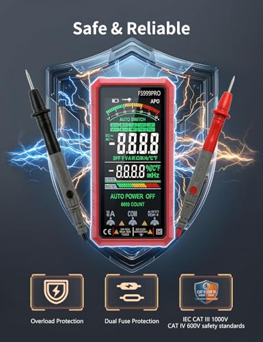 Digital Multimeter, Auto-Ranging Smart Electrical Tester, 6000 Counts TRMS, USB-C Rechargeable, Easy-to-Read Color Display, NCV Detection for Home, Automotive & DIY Use