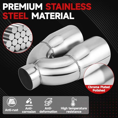 LCGP 2.5 Inch Dual Exhaust Tip, 2.5" Inlet 4" Outlet 9.5" Length, Polished Stainless Exhaust Tip, Double Wall Weld-on Angle Cut, Tailpipe for Car Truck, 2PCS - size: 2.5x4x9.5 inch, style: Polished