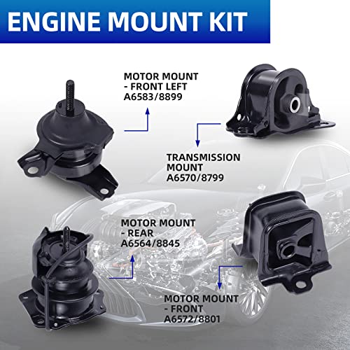 4-Piece Engine Motor Mount Set Compatible with 1998-2002 Accord 2.3L - size: 1998-2002 Honda Accord 2.3L Auto Set of 4