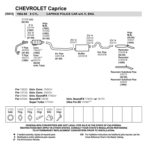 Walker SoundFX 18339 Direct Fit Exhaust Muffler 2.5" Inlet (ID) 2.5" Outlet (ID) for Chevrolet Caprice