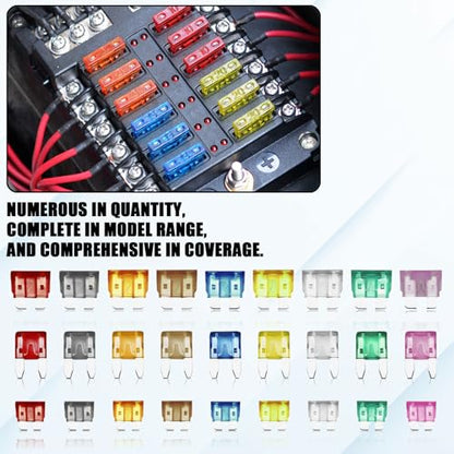 306PCS Car Fuse Assortment Kit, Mixed Vehicle Blade Fuses Standard & Mini & Low Profile with Fuse Puller & Circuit Tester, 2A 5A 7.5A 10A 15A 20A 25A 30A 35A Replacement for RV, Truck, Auto, SUV