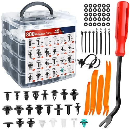 Nilight 845Pcs Car Push Retainer Clips Auto Fasteners Assortment Nylon - color: 845Pcs Clips + Remover