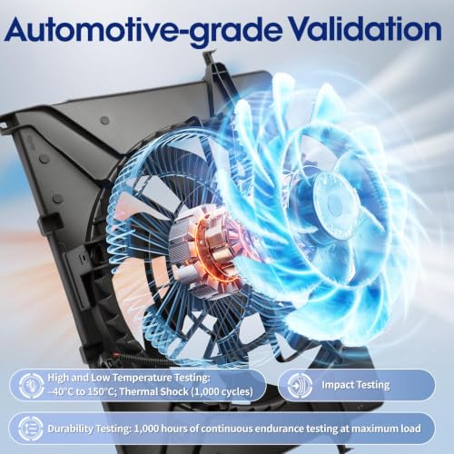 Engine Cooling Radiator Fan Assembly Fit for Hyundai Sonata 2011-2013 L4 2.4L, Kia Optima 2012-2013 L4 2.4L, Reference Number 621-477, 622630, 253803Q170, 253803R170, 253803R610, KI3115136 - size: 621-477, 622630