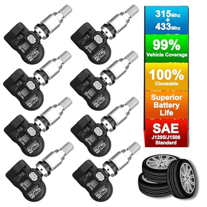 Autel MX-Sensor Programmable TPMS Tire Pressure Sensors, Set of 8 (Metal)