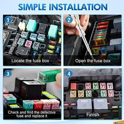 Nilight 250PCS Regular Mini Blade and Jcase STD Profile Fuse Assortment Kit - color: 250PCS Fuses + box fuses