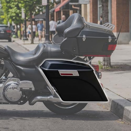 TCMT 5" Stretched Extended Saddlebags Fit For Harley Touring 1994-2013 - color: Matte Black Chrome Latches