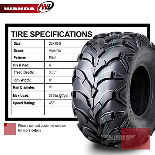 WANDA ATV Tire AT MASTER 22x10-9 22x10x9 P341 6PR Solid Lug Mud Snow 10251 - size: 22x10-9