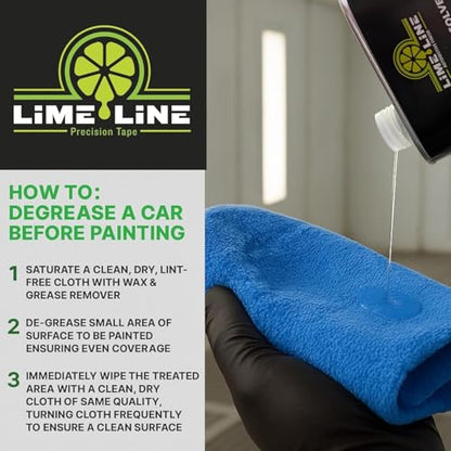 LiME LiNE Wax and Grease Remover – Multi-Surface Paint Prep Cleaner for Auto Body, Metal, Plastic, Fiberglass – Fast-Drying Solvent Degreaser Removes Wax, Tar, Adhesive & Contaminants (1 Pint) - size: 16 Fl Oz (Pack of 1)