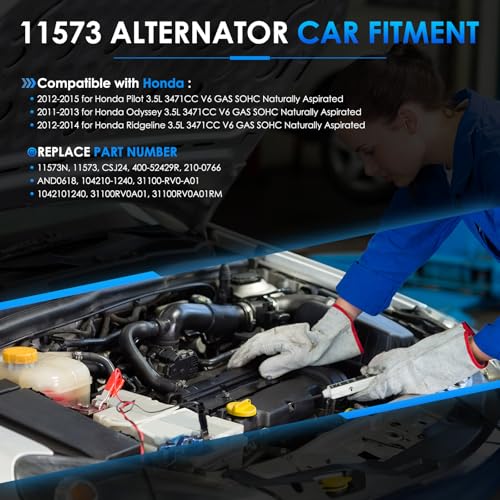 Car Alternator 11573 130A Fit for Honda Pilot Odyssey Ridgeline - size: #11573N, 11573 Alternator