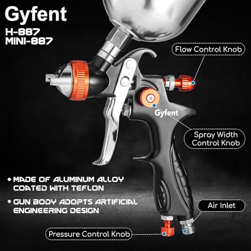 Spray Paint Gun Set, 3 HVLP Air Paint Spray Guns, 4 Nozzles, 4 Cups