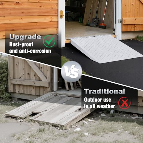 TOCRETOARE Shed Ramp, Heavy-Duty Loading Ramps for Lawn Mower, 29" L x 24" W Curb Ramp with Anti-Slip Punch Plate, 1500 lbs Capacity (29" L x 24" W) - size: 29" L x 24" W