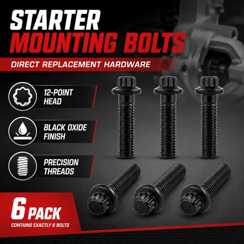6 PCS Starter Mounting Bolts 3903834 Compatible with Dodge Ram 2500 3500 4000 Cummins 5.9L Diesel 2003-2006, 12 Point Starter Motor Mounting Bolt Kit, Replace 3903834 4429834