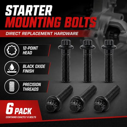 6 PCS Starter Mounting Bolts 3903834 Compatible with Dodge Ram 2500 3500 4000 Cummins 5.9L Diesel 2003-2006, 12 Point Starter Motor Mounting Bolt Kit, Replace 3903834 4429834