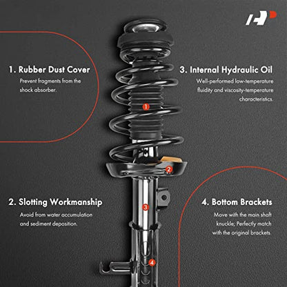 A-Premium Front Complete Strut Assemblies with Coil Springs, Set of 2 - style: Front Side