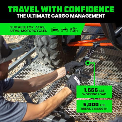 Rhino USA Soft Loop Tie Down Straps (4-Pack) - Motorcycle Handlebar Straps - color: Black 4-Pack.