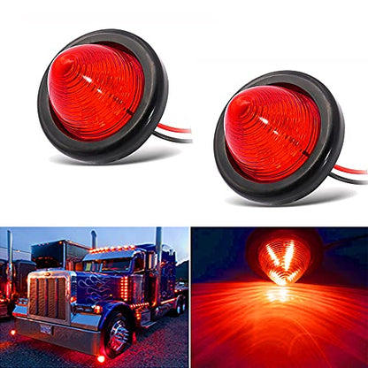 2Pcs 2in Red Beehive Cone Light Round Side Marker Light Rear Tracking Light Clearance Light Waterproof 7 Diodes Sealed Peterbilt Bullet Marker lights for Truck Trailer Van Pickup Bus RV SUV - color: Red