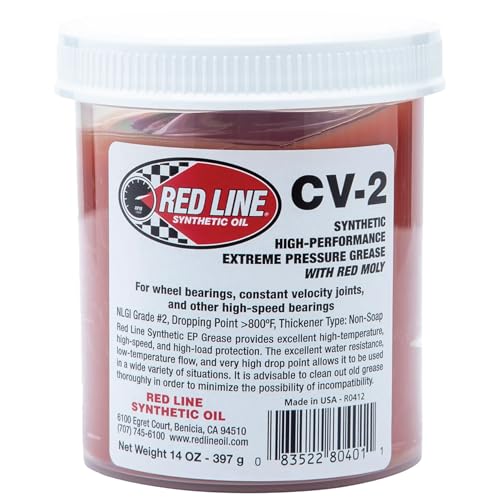 Red Line 80401 High Performance CV-2 Synthetic Grease Cartridge with Red Moly - 14 Ounce Jar (6 Pack) - size: 14 Ounce (Pack of 6)