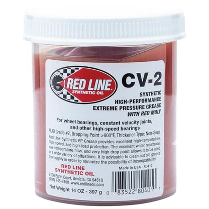 Red Line 80401 High Performance CV-2 Synthetic Grease Cartridge with Red Moly - 14 Ounce Jar (6 Pack) - size: 14 Ounce (Pack of 6)