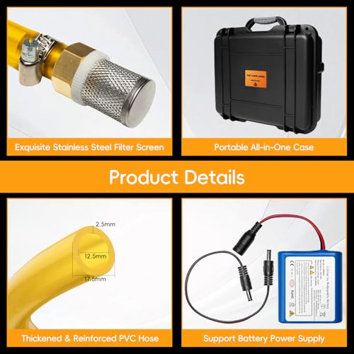 12V Fuel Transfer Pump Set Battery Powered, Gasoline Transfer Pump Moves Up to 120 Gallons Of Gas or Diesel Per Hour with Upgraded Carrying Case, for Vehicles, Boats, Equipments - color: 100GPH