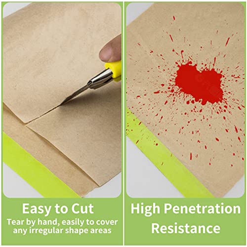 Tangibay Pre-Taped Masking Paper for Painting - 12 inch x 50 feet Tape and Drape Painters Paper, Paint Adhesive Protective Paper Roll for Covering Skirting, Frames, Cars and Auto Body (3 Rolls) - size: 3 Rolls: 12"