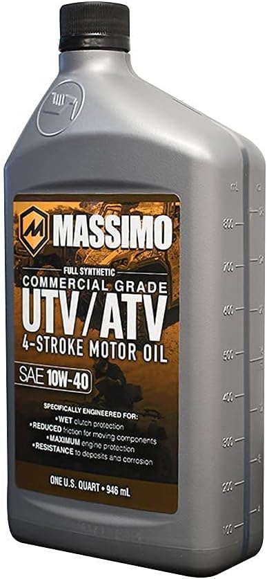 MASSIMO MOTOR Premium High Mileage Full Synthetic Oil 10W-40 1 Qt. for Most UTV and ATV Motorcycle (2packs)