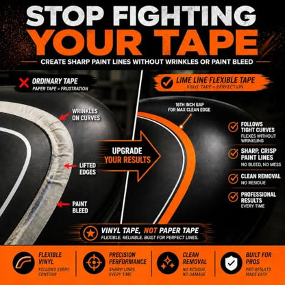 LiME LiNE Flexible Vinyl Fine Line Masking Tape for Automotive Custom Paint, No Residue Fineline Orange - 1/4" - color: 1/4"