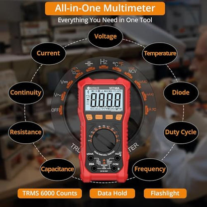 Neoteck 6000Counts TRMS Digital Multimeter for 750VDC 1000VAC AC/DC Current - color: Red, size: 6000Counts(AC 750V/DC 1000V)
