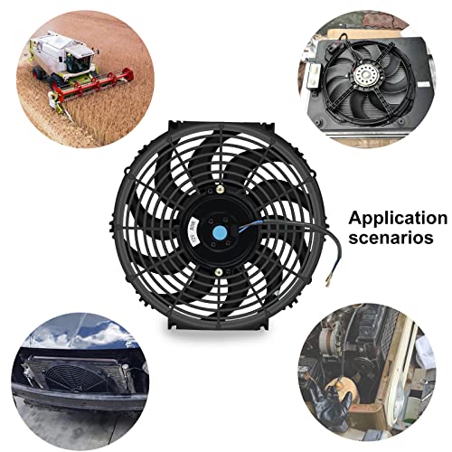 12 Inch Universal Slim Fan Push Pull Electric Radiator Cooling Fan - size: 12inch 80W