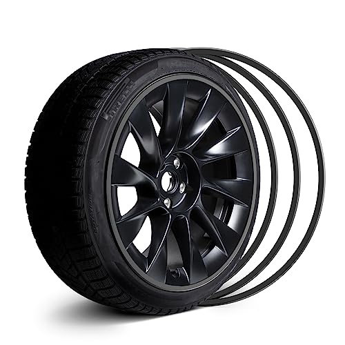 Automotive Alloy Wheel Rim Protector - Covering The Entire Rim of The Wheel hub - Strips for Curb Rash Prevention - Set of 4 Rim Protector Easy to Install(19'',Black) - color: Black, size: 19''