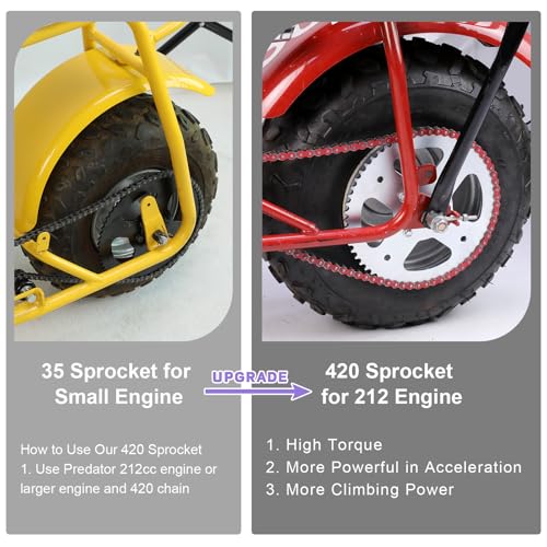 60 Tooth Rear Sprocket 420 Chain Kit for Mini Bike CT200U CT100U - color: Silver