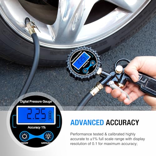 Nilight Digital Tire Inflator Portable Pressure Gauge 250 PSI Air Chuck - color: Tire Inflator Gauge Style 1