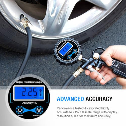 Nilight Digital Tire Inflator Portable Pressure Gauge 250 PSI Air Chuck - color: Tire Inflator Gauge Style 1