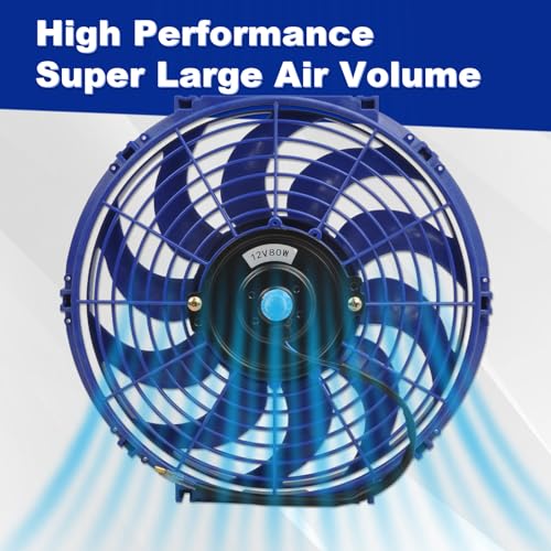 SSN 12" Blue Electric Radiator Cooling Fan Assembly Kit - color: Blue, size: 12" No Thermostat