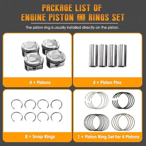 PANGOLIN Engine Piston & Rings Set fits for Kia Soul Forte 2.0L 2014-2018 - size: STD