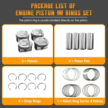 PANGOLIN Engine Piston & Rings Set fits for Kia Soul Forte 2.0L 2014-2018 - size: STD