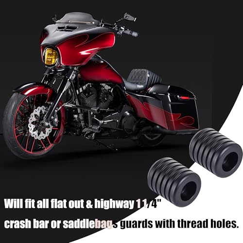 Advanblack Motorcycle Frame Sliders Machined CNC Alumium Crash Bar Slider Fit All Flat Out & Highway 1 1/4" Crash Bar Saddlebags Guards (Black) - color: Black
