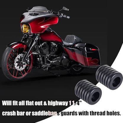 Advanblack Motorcycle Frame Sliders Machined CNC Alumium Crash Bar Slider Fit All Flat Out & Highway 1 1/4" Crash Bar Saddlebags Guards (Black) - color: Black