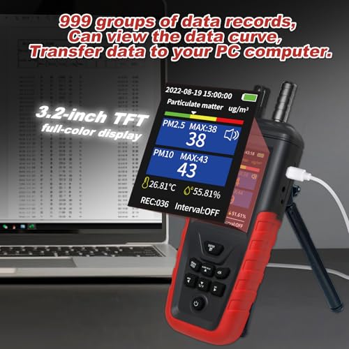 Air Quality Monitor 6-Channel Particle Counter (PM0.3/0.5/1.0/2.5/5/10 μm) - color: Brick Red