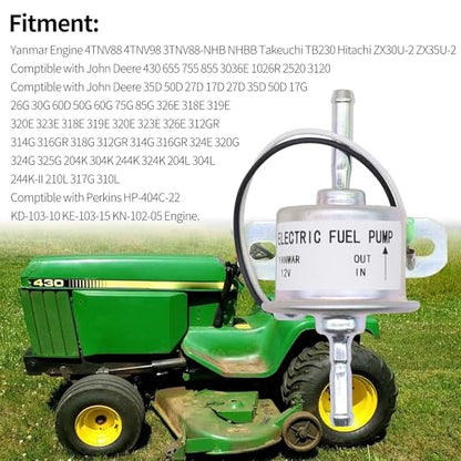 12V Electric Fuel Feed Pump 129612-52100 Compatible with Yanmar - size: 129322-77401