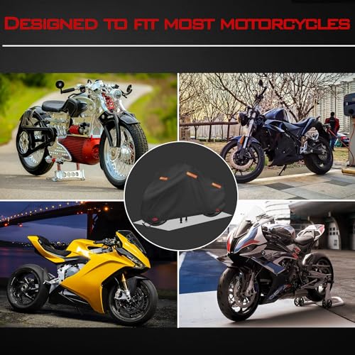 Motorcycle Cover, Heavy Duty 600D Oxford, Fits up to 105" - size: 105" x 41" x 50"