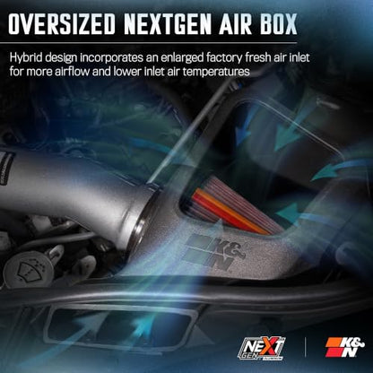K&N NextGen Aluminum Cold Air Intake System: High-Flow Cotton Filter: 2011-2026 Dodge/Jeep Durango/Grand Cherokee, 70-1563 - style: NextGen Aluminum
