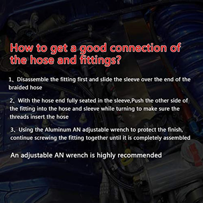 20FT 6AN 3/8 CPE Nylon Stainless Steel Braided Fuel Line Hose, Black & Blue - color: Black & Blue