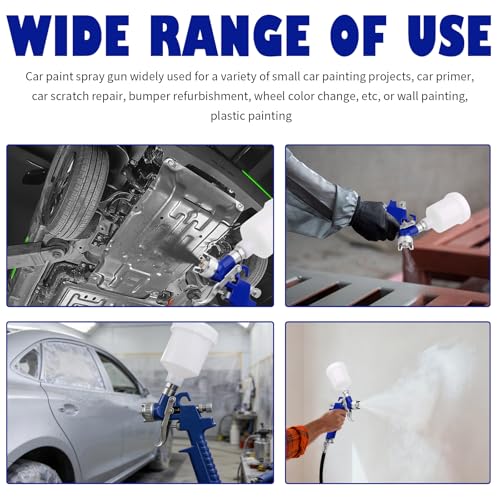 HVLP Spray Gun with 0.8mm Nozzle,Mini Gravity Feed Spray Paint Gun with Adjustable Valve,125cc Paint Cup,Professional Mini Paints Sprayer for Car Paints,Primer,Wall Painting
