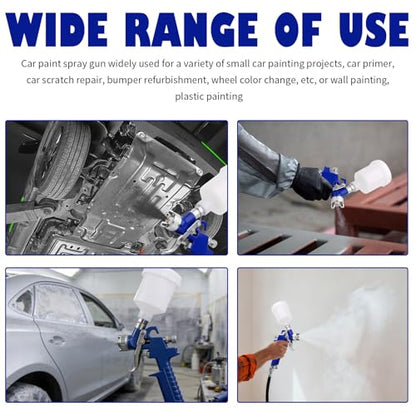 HVLP Spray Gun with 0.8mm Nozzle,Mini Gravity Feed Spray Paint Gun with Adjustable Valve,125cc Paint Cup,Professional Mini Paints Sprayer for Car Paints,Primer,Wall Painting