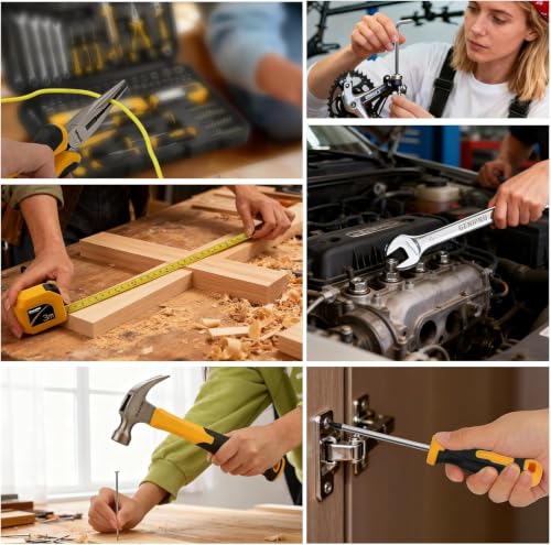 GRENPRO 219PCS Basic Home Auto Mechanic Hand Tool Kit with Storage Tool Box - style: Yellow Hand Tool Set 219PC