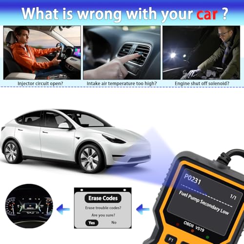 OBD2 Scanner Diagnostic Tool - Check Engine Light Code Reader, Reset Function, Data Stream, I/M Readiness, Full Features, Modes 6 & 8, for All 1996+ Vehicles, Automotriz Scanner - color: Yellow